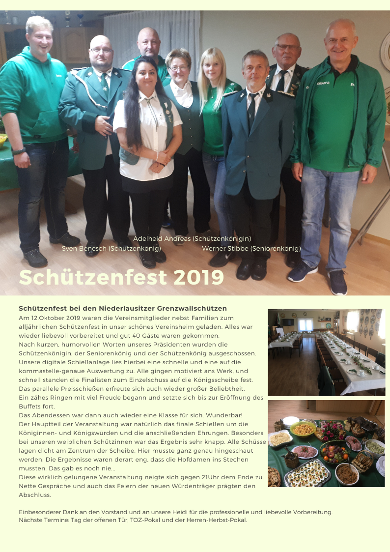 12.10.2019 - Schützenfest der Niederlausitzer Grenzwallschützen
